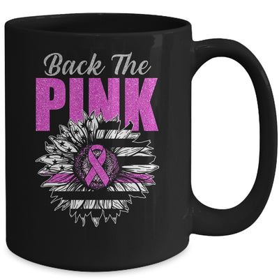 Back The Pink Ribbon Sunflower Flag Breast Cancer Awareness Mug Coffee Mug | Teecentury.com