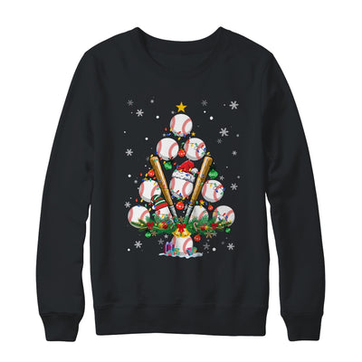 Baseball Christmas Tree Santa Pickleball X Mas Lights Shirt & Sweatshirt | teecentury