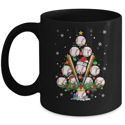 Baseball Christmas Tree Santa Pickleball X Mas Lights Mug | teecentury