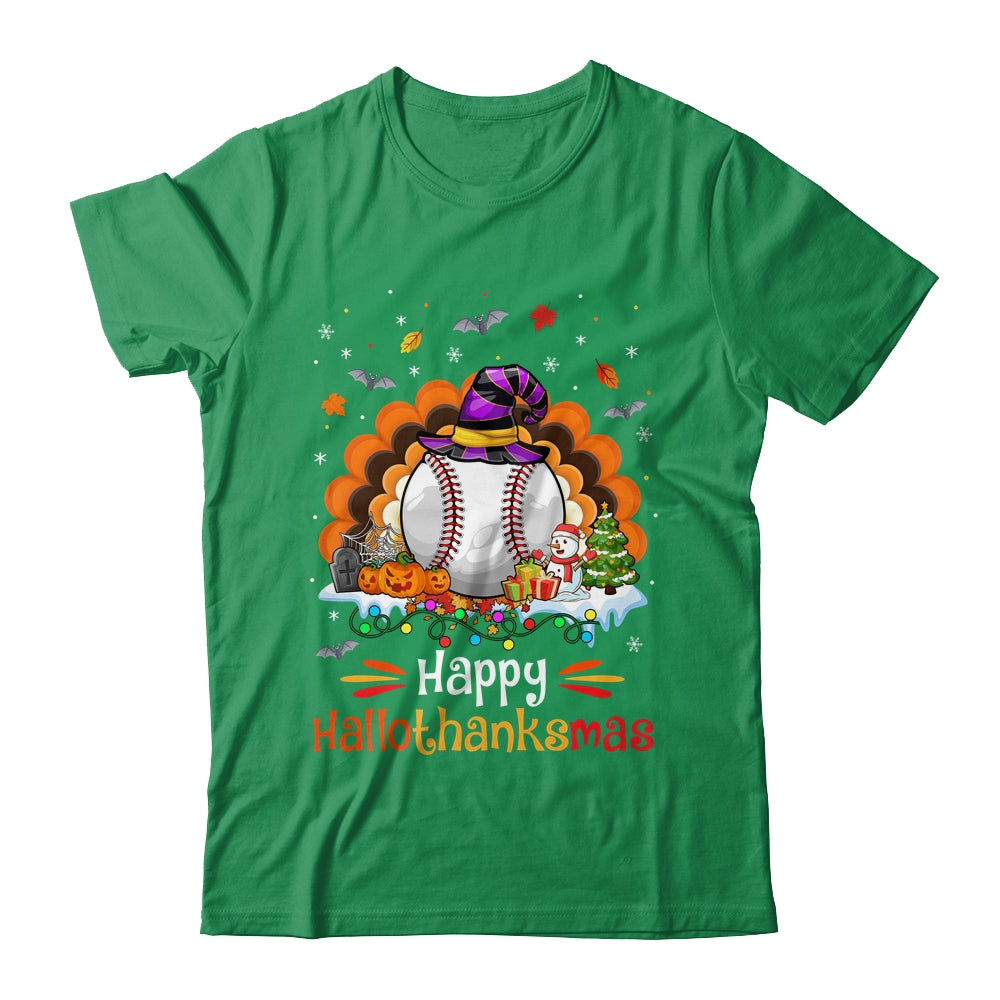 Baseball Halloween Christmas Thanksgiving Hallothanksmas Gift T shirts Crewneck Sweatshirt Black S