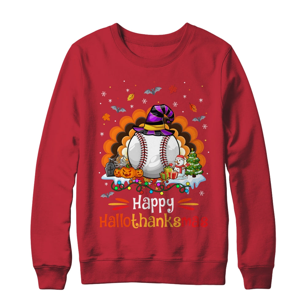 Baseball Halloween Christmas Thanksgiving Hallothanksmas Shirt & Sweatshirt | teecentury