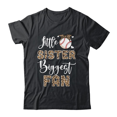 Baseball Little Sister Biggest Fan Baseball Sister Leopard Shirt & Tank Top | teecentury