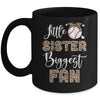 Baseball Little Sister Biggest Fan Baseball Sister Leopard Mug | teecentury