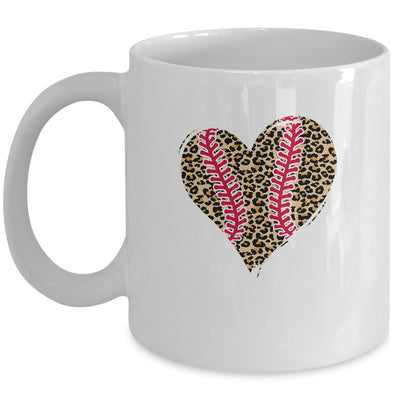 Baseball Mom Leopard Heart Funny Softball Mom Mother's Day Mug Coffee Mug | Teecentury.com