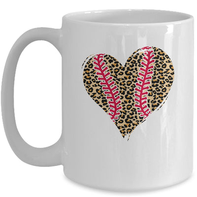 Baseball Mom Leopard Heart Funny Softball Mom Mother's Day Mug Coffee Mug | Teecentury.com