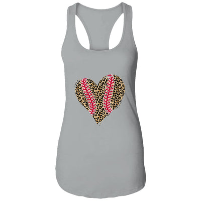 Baseball Mom Leopard Heart Funny Softball Mom Mother's Day T-Shirt & Tank Top | Teecentury.com