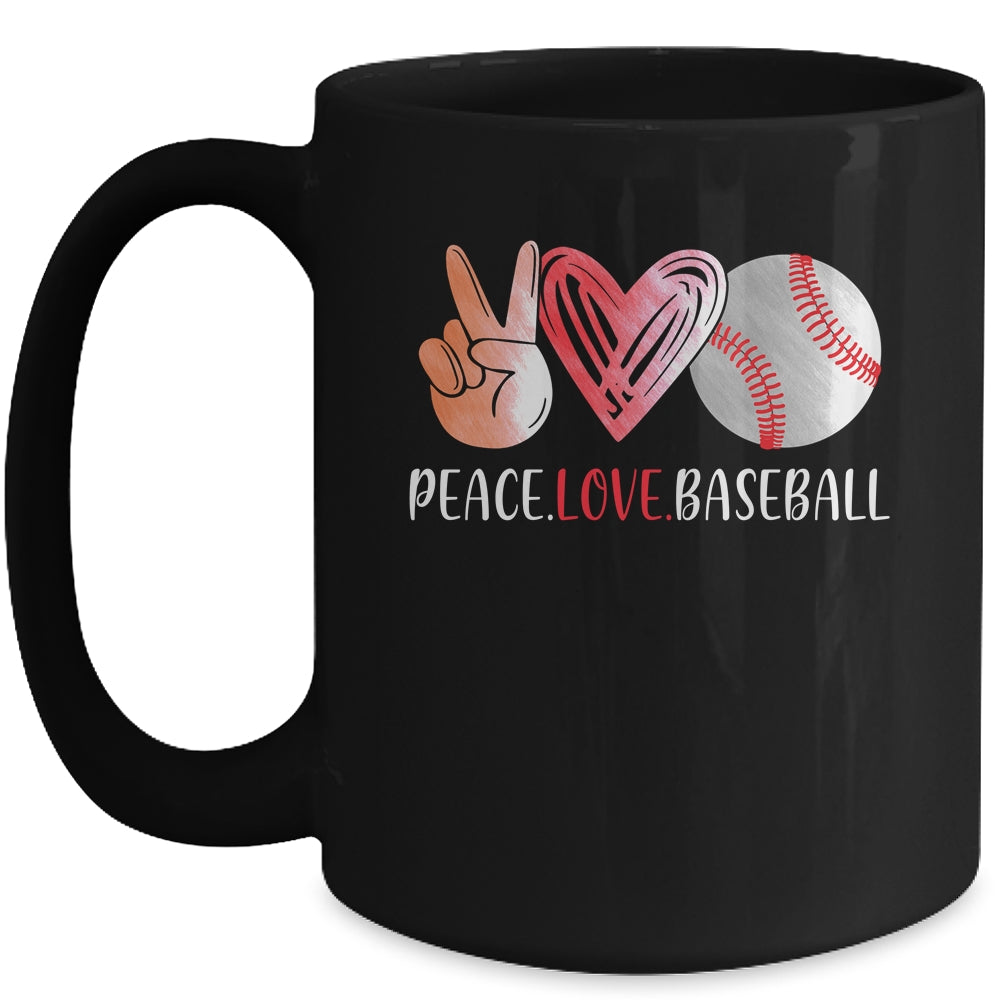 Baseball Player Girls Peace Love Baseball Women Mug Coffee Mug | Teecentury.com