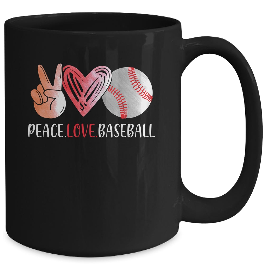 Baseball Player Girls Peace Love Baseball Women Mug Coffee Mug | Teecentury.com