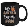 Basketball Little Sister Biggest Fan Basketball Sister Leopard Mug | teecentury