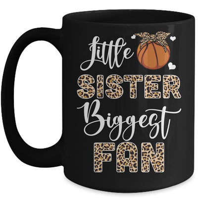 Basketball Little Sister Biggest Fan Basketball Sister Leopard Mug | teecentury