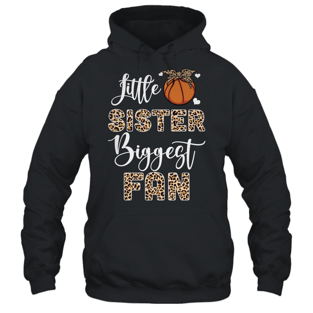 Basketball Little Sister Biggest Fan Basketball Sister Leopard Shirt & Tank Top | teecentury