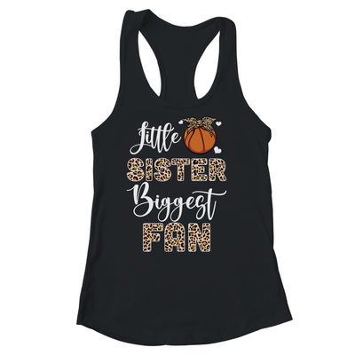 Basketball Little Sister Biggest Fan Basketball Sister Leopard Shirt & Tank Top | teecentury