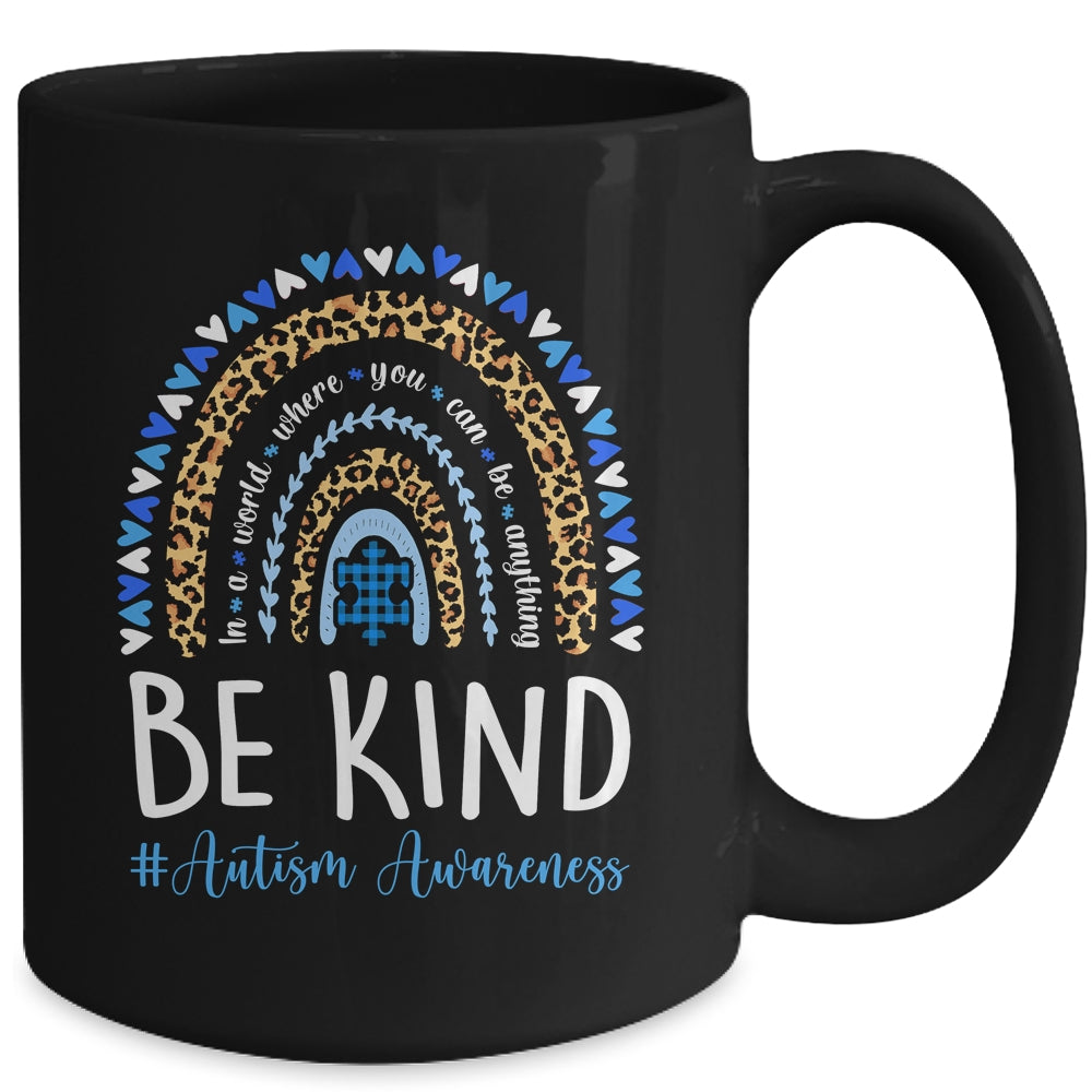 Be Kind Autism Awareness Leopard Rainbow Choose Kindness Mug | teecentury