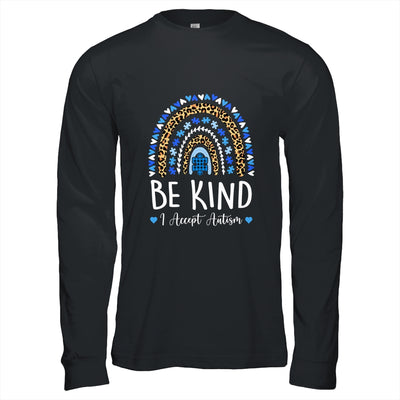 Be Kind Autism Awareness Leopard Rainbow I Accept Autism Shirt & Hoodie | teecentury