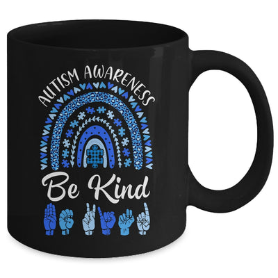 Be Kind Autism Awareness Rainbow Women Girls Leopard Mug | teecentury