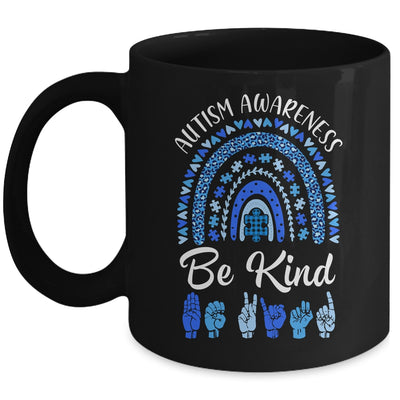 Be Kind Autism Awareness Rainbow Women Girls Leopard Mug | teecentury