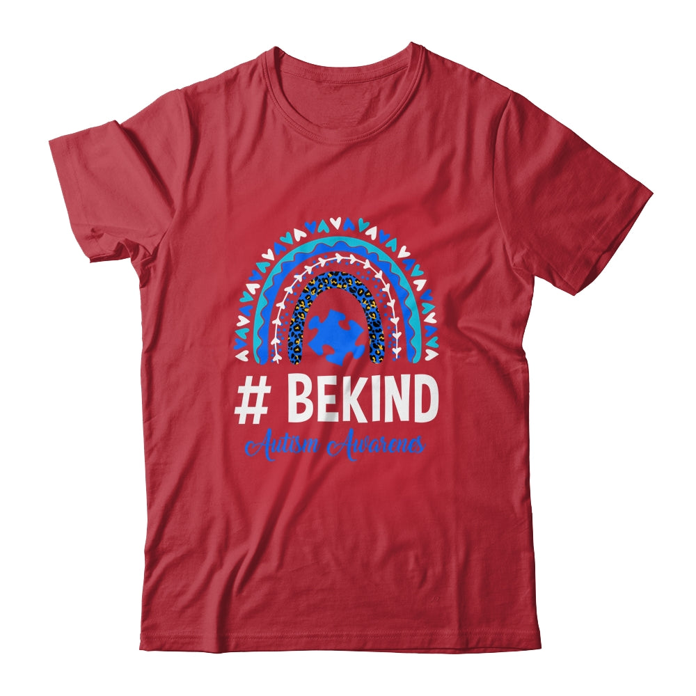 Be Kind Autism Awareness Women Girls Leopard Rainbow Shirt & Hoodie | teecentury