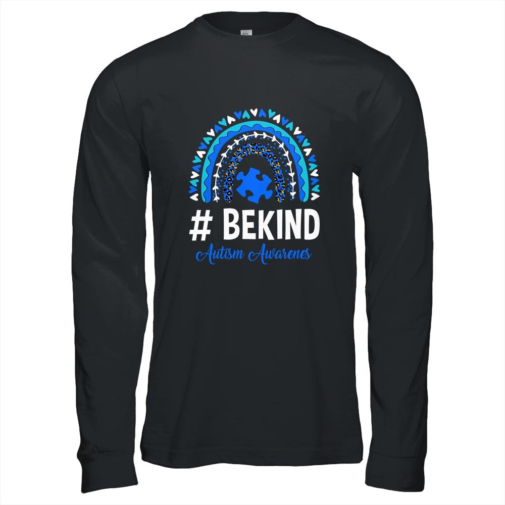 Be Kind Autism Awareness Women Girls Leopard Rainbow Shirt & Hoodie | teecentury