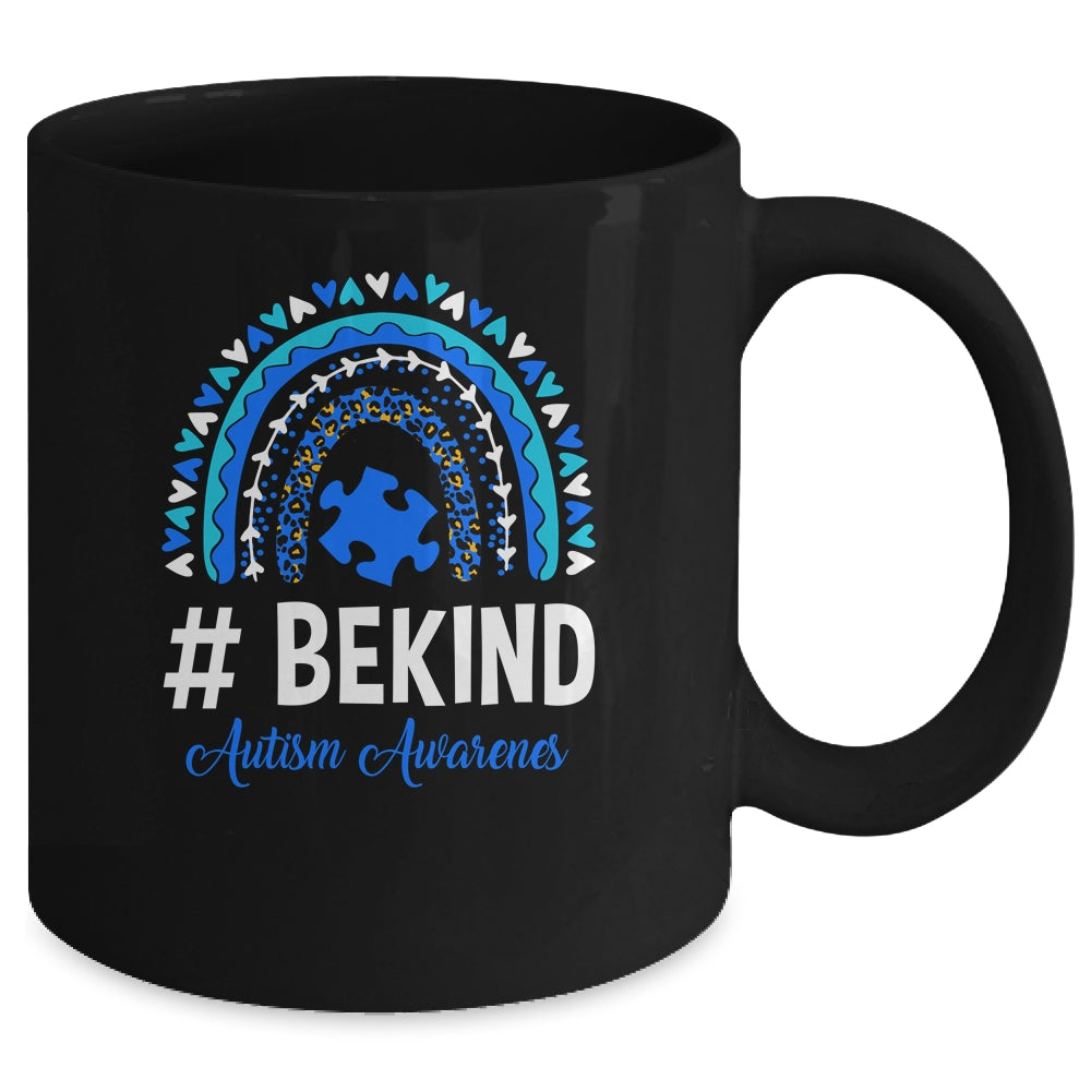 Be Kind Autism Awareness Women Girls Leopard Rainbow Mug | teecentury