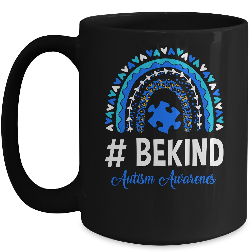 Be Kind Autism Awareness Women Girls Leopard Rainbow Mug | teecentury