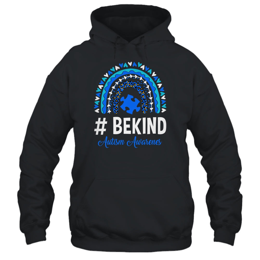 Be Kind Autism Awareness Women Girls Leopard Rainbow Shirt & Hoodie | teecentury