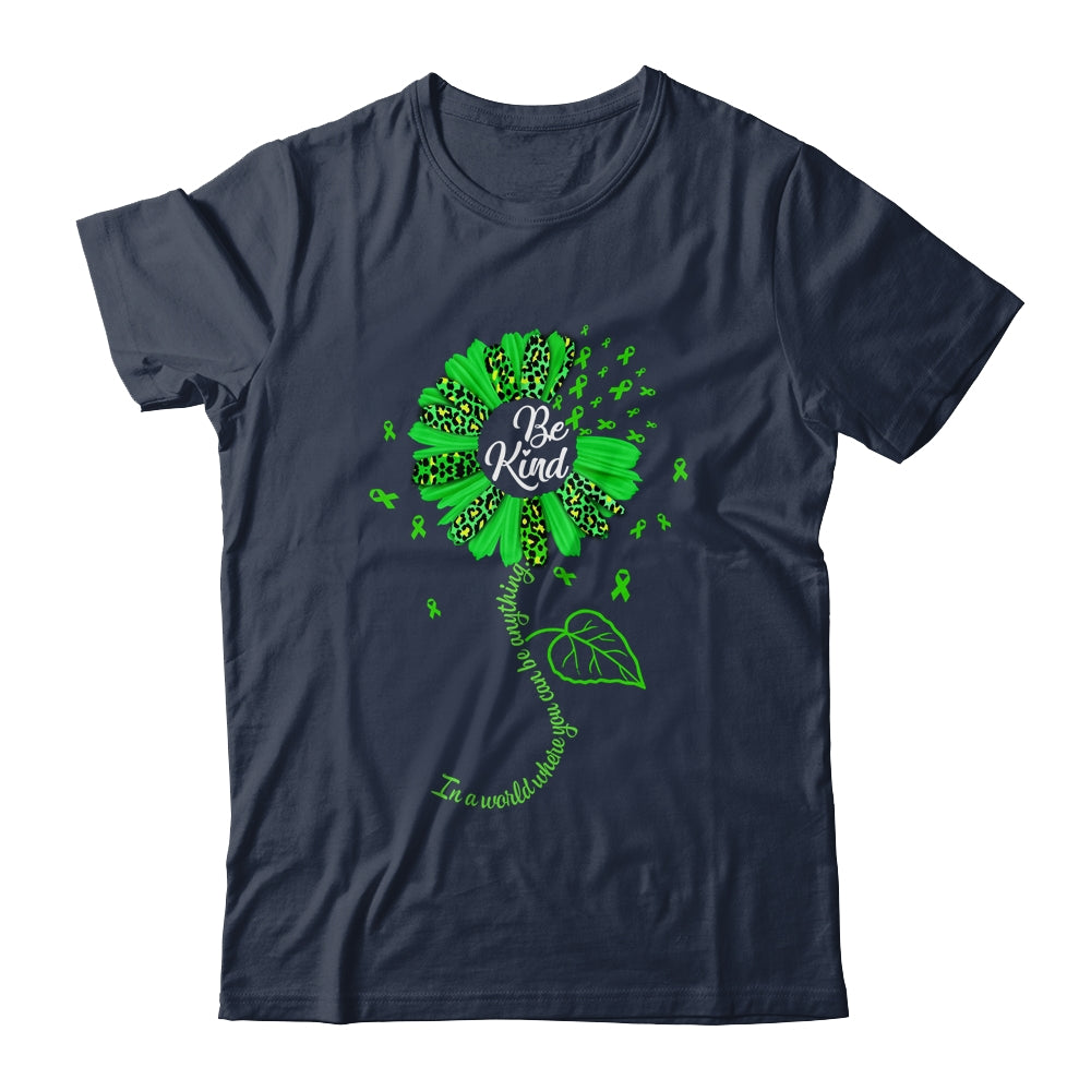 Be Kind Green Ribbon Sunflower Mental Health Awareness Shirt & Tank Top | teecentury