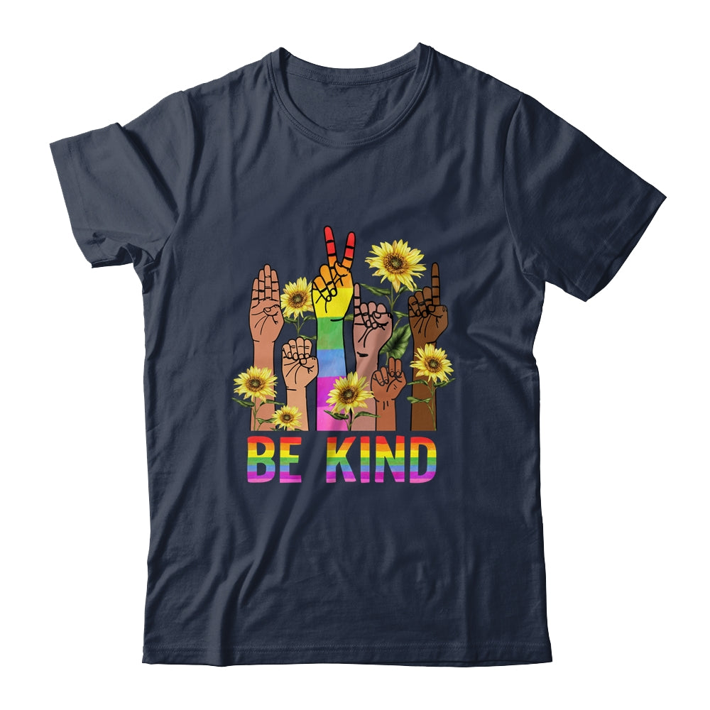 Be Kind Sign Language Hand Talking LGBT Flag Gay Pride Shirt & Tank Top | teecentury