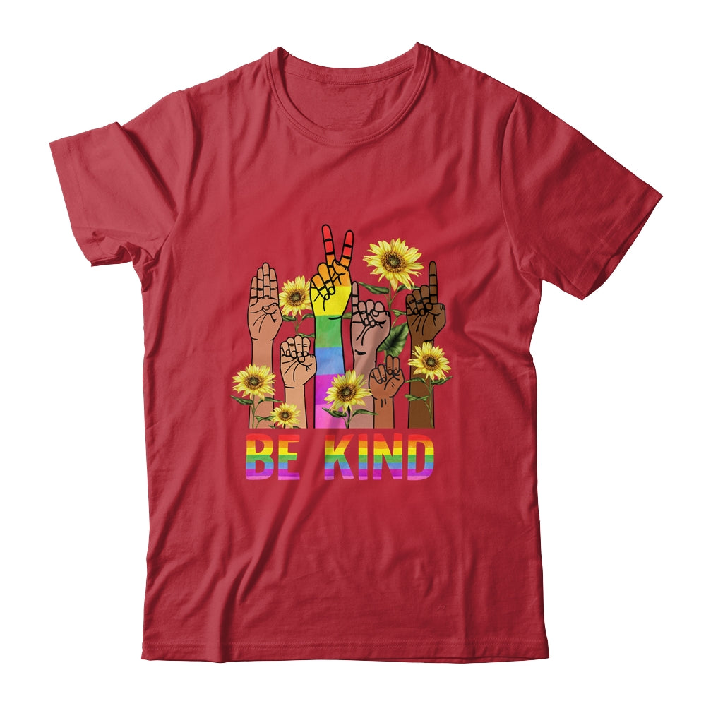 Be Kind Sign Language Hand Talking LGBT Flag Gay Pride Shirt & Tank Top | teecentury