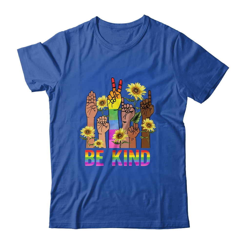 Be Kind Sign Language Hand Talking LGBT Flag Gay Pride Shirt & Tank Top | teecentury