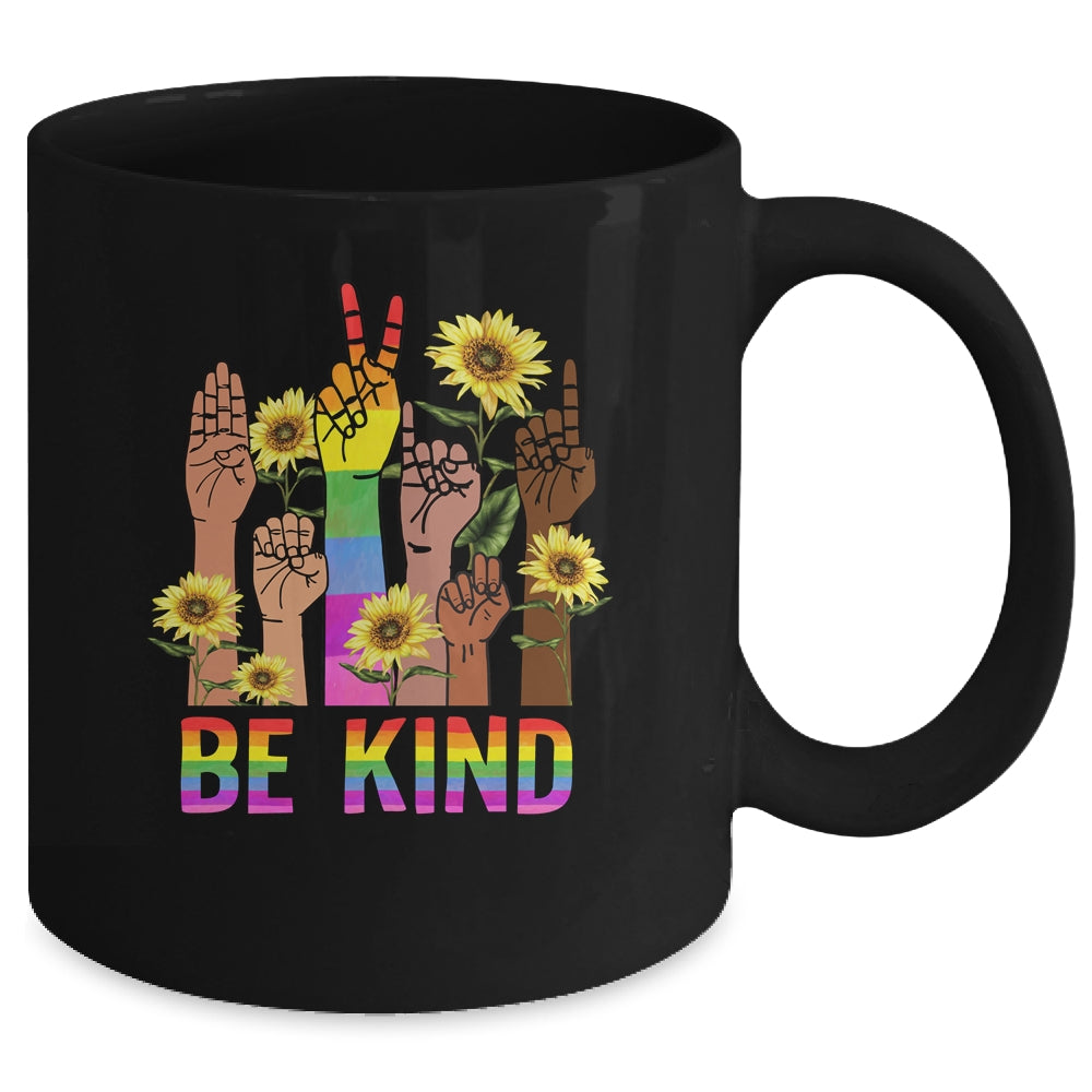 Be Kind Sign Language Hand Talking LGBT Flag Gay Pride Mug | teecentury