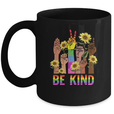 Be Kind Sign Language Hand Talking LGBT Flag Gay Pride Mug | teecentury