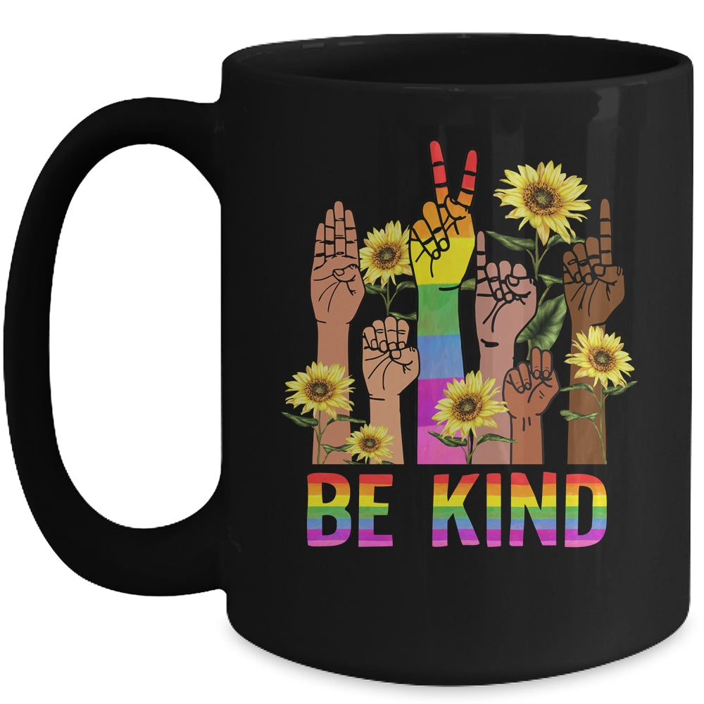 Be Kind Sign Language Hand Talking LGBT Flag Gay Pride Mug | teecentury