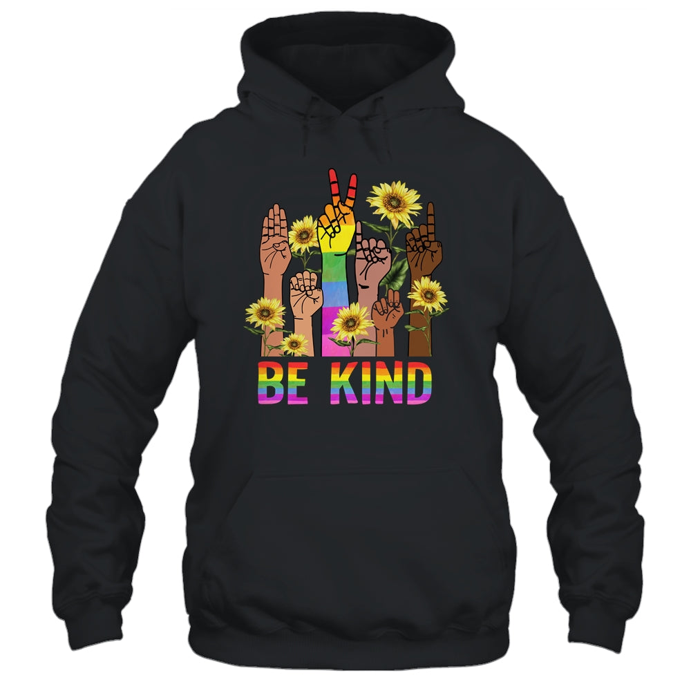 Be Kind Sign Language Hand Talking LGBT Flag Gay Pride Shirt & Tank Top | teecentury