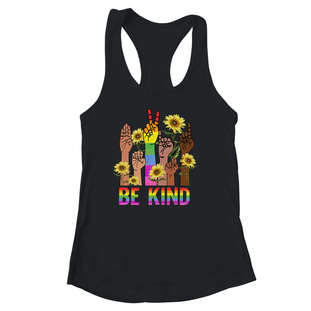 Be Kind Sign Language Hand Talking LGBT Flag Gay Pride Shirt & Tank Top | teecentury