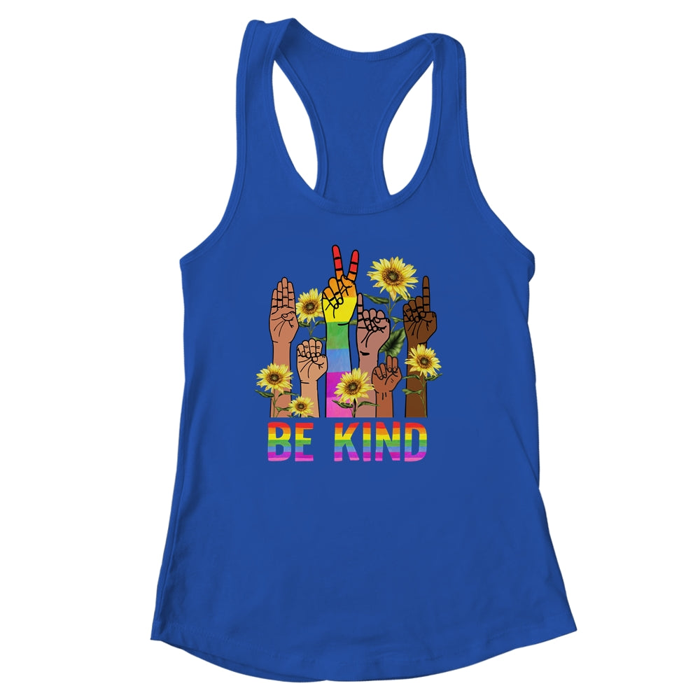 Be Kind Sign Language Hand Talking LGBT Flag Gay Pride Shirt & Tank Top | teecentury
