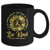 Be Kind Sunflower Gold Childhood Cancer Awareness Ribbon Mug | teecentury