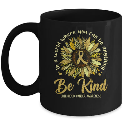 Be Kind Sunflower Gold Childhood Cancer Awareness Ribbon Mug | teecentury