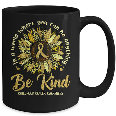 Be Kind Sunflower Gold Childhood Cancer Awareness Ribbon Mug | teecentury