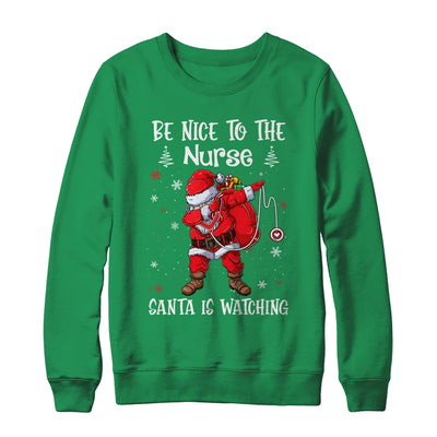 Be Nice To The Nurse Santa Is Watching Nursing Christmas T-Shirt & Sweatshirt | Teecentury.com