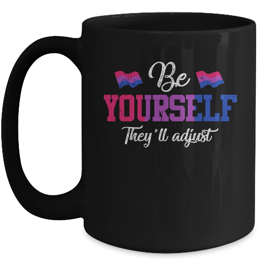 Be Yourself They'll Adjust LGBTQ Bisexual Flag Gay Pride Mug Coffee Mug | Teecentury.com