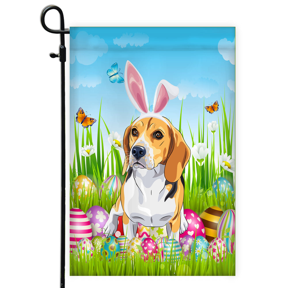 Beagle Happy Easter Day Holiday Flag Funny Dog Dog Wear Bunny Ears Headband Cute for Home Decor | teecentury