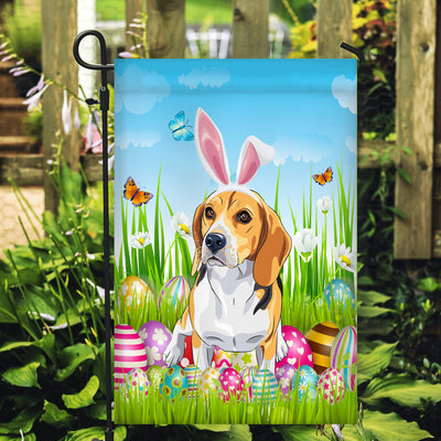 Beagle Happy Easter Day Holiday Flag Funny Dog Dog Wear Bunny Ears Headband Cute for Home Decor | teecentury