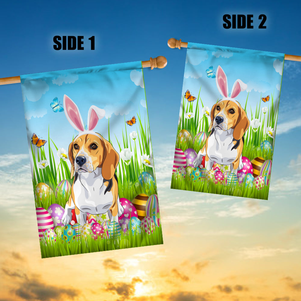 Beagle Happy Easter Day Holiday Flag Funny Dog Dog Wear Bunny Ears Headband Cute for Home Decor | teecentury