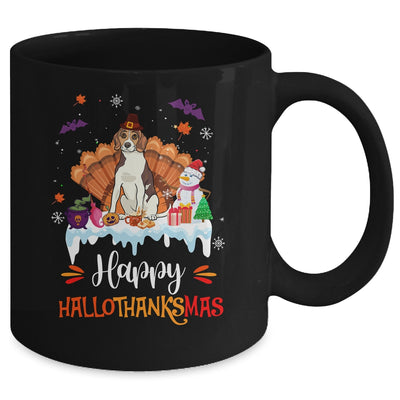 Beagle Happy HalloThanksMas Halloween Thanksgiving Christmas Mug | teecentury