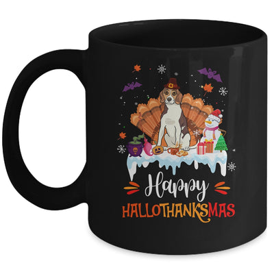 Beagle Happy HalloThanksMas Halloween Thanksgiving Christmas Mug | teecentury
