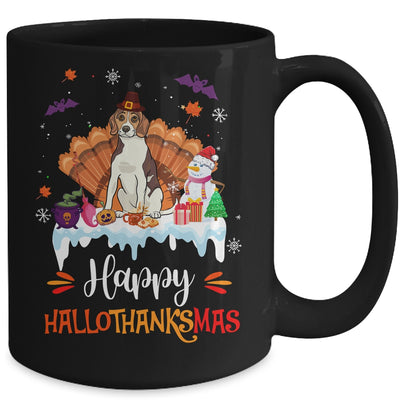 Beagle Happy HalloThanksMas Halloween Thanksgiving Christmas Mug | teecentury