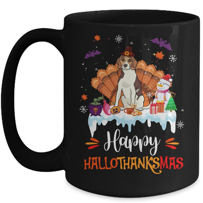 Beagle Happy HalloThanksMas Halloween Thanksgiving Christmas Mug | teecentury