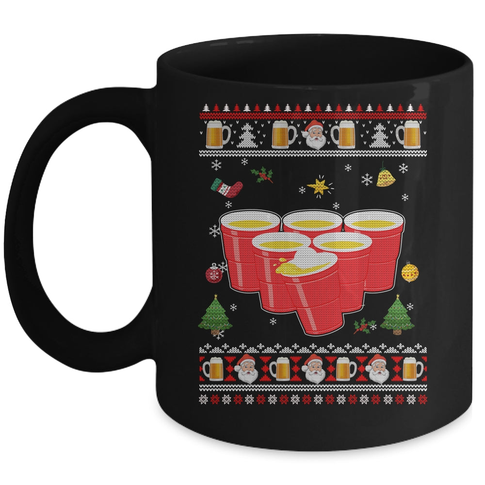 Beer Pong Drinking Game Ugly Christmas Sweater Funny Gift Mug 11oz Teecentury