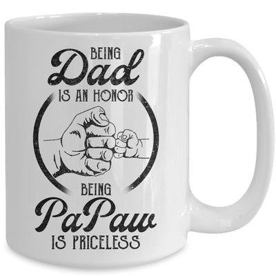 Being Dad Is An Honor Being PaPaw Is Priceless Vintage Mug Coffee Mug | Teecentury.com