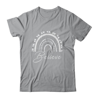 Believe Rainbow Brain Cancer Awareness Grey Ribbon Shirt & Tank Top | teecentury